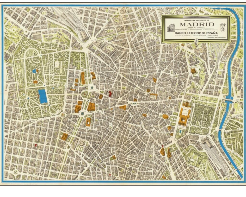 Vintage Map of Madrid – Banco Exterior de España, date unspecified