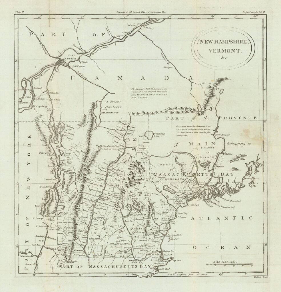Interesting and detailed map of most of New England in 1788.