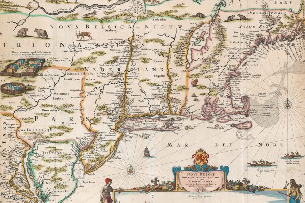 Iconic map of New Netherlands with the first obtainable view of New York.