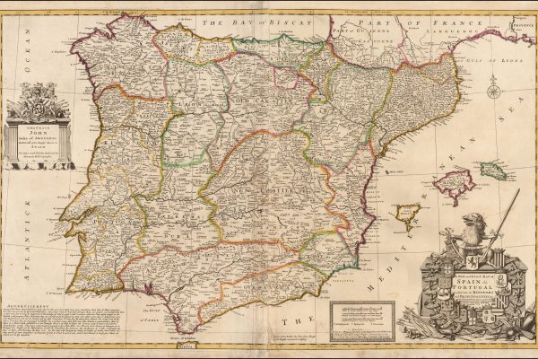 Map of Spain with Decorative Cartouche – Herman Moll, c. 1755